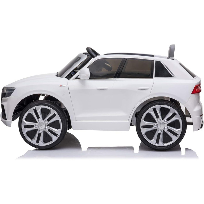 Дитячий електромобіль Audi Q8 - ліцензійний акумулятор 12В та 2 двигуни - 2,4ГГц MP3 шкіра Єва (Біла) Біла