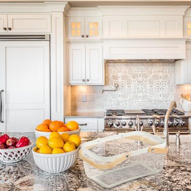 Дротяний кошик Relaxdays з ручкою, квадратний, кошик для зберігання з металу та дерева, кошик для посуду для кухні, ванної кімнати, вітальні, білий