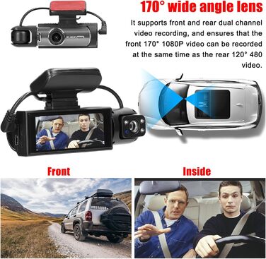 Багатомовний автомобільний відеореєстратор Mulcort з двома об'єктивами, автомобільний відеореєстратор, автомобільна камера, нічне