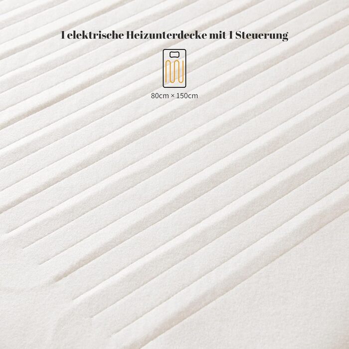 Електрична ковдра Sonive з автоматичним вимкненням, 150x80 см, ковдра з підігрівом та 3 режимами нагріву, можна прати в пральній машині, швидко нагрівається, біла