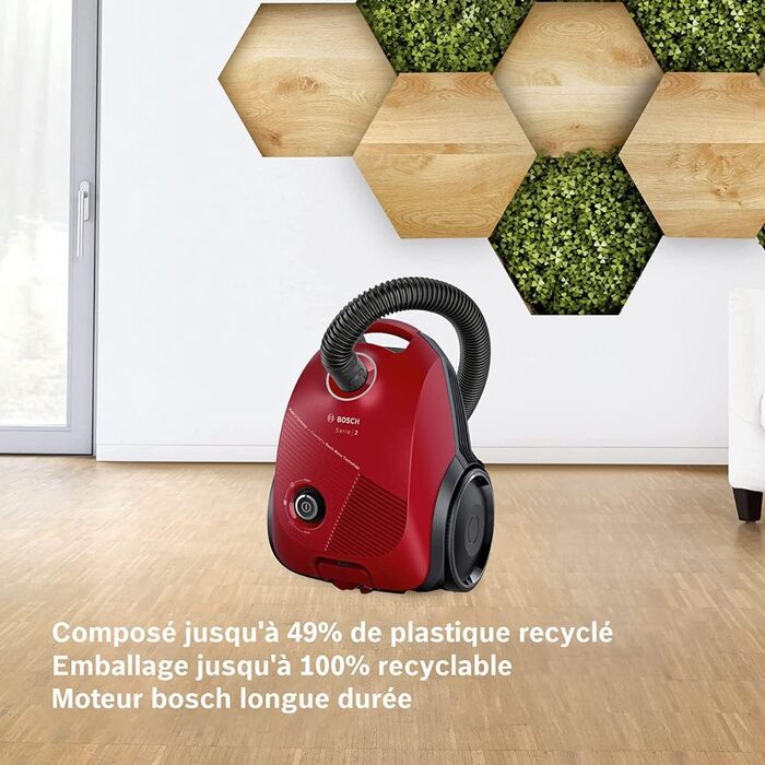 Пилосос із мішком BOSCH GL20S, 700 Вт, червоний (ємність 3,5 л, рівень шуму 80 дБ, радіус дії 8 м, регулятор потужності)