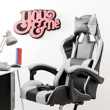 Ігрове крісло Baroni Home Gaming Chair, ергономічне офісне крісло, м&39яке ігрове крісло зі зручною регульованою спинкою, ігрове крісло з підголівником та поперековою опорою, біле