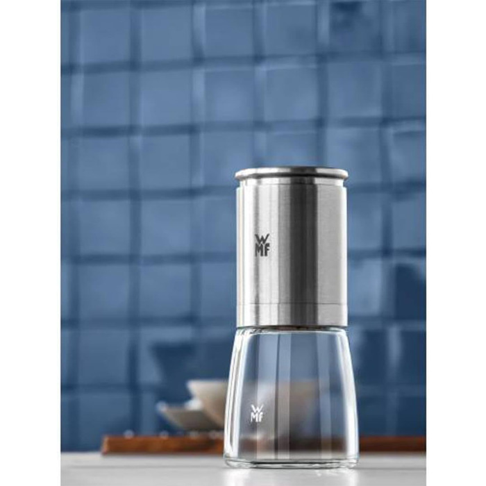 Млин для солі та перцю 14 см, без наповнення, Соляний млин, Керамічний подрібнювач Pepper Mill, Cromargan з нержавіючої сталі, Скляний контейнер, Млин для солі, перцю, перець чилі одинарний