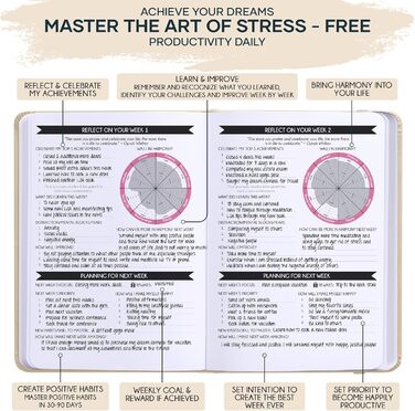 Щоденник прояву - 90-денна подорож до створення життя вашої мрії - особистий щоденник вдячності, щотижневий планувальник успіху, дошка візій та органайзер + наліпки для планувальника, без дати
