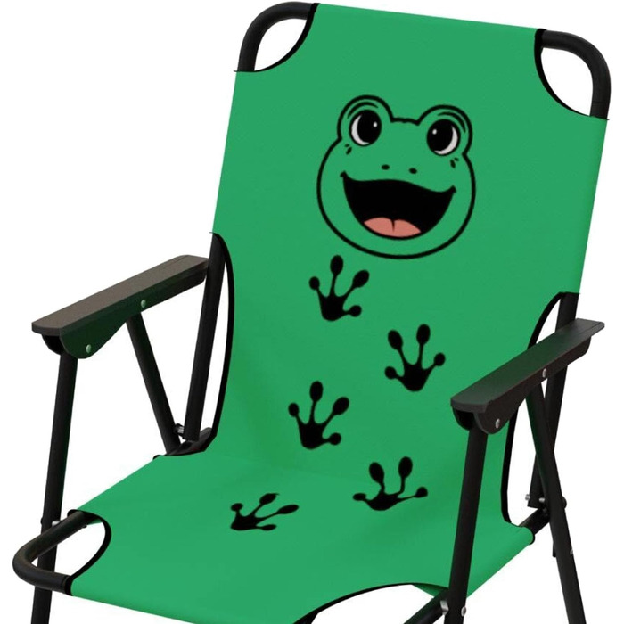 Дитячий кемпінговий стілець, складний кемпінговий стілець, кемпінговий стілець для кемпінгу на відкритому повітрі, складний, макс. 100 кг, сталь з порошковим покриттям, малюнок у формі тварин, зелений