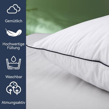 Преміальна подушка 80x80 см, 100 натуральний пух та пір&39я, ергономічно оптимізована 3-камерна подушка для підтримки шиї, подушка середньої жорсткості, медично протестована, сертифікована Oeko-Tex, 80x80 см