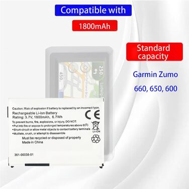 Замінний акумулятор, сумісний з Garmin Zumo 660, 650, 600, 361-00038-01