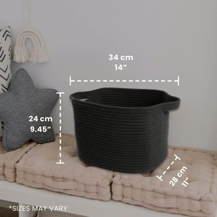 Кошик для зберігання OrganiHaus, чорний, місце для зберігання туалетного паперу, дитячий кошик для зберігання, плетений кошик, кошик для сходів, кошики та контейнери, маленький кошик для білизни, плетені кошики для зберігання, 35x23 см, чорний