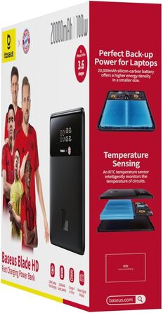 Зовнішній акумулятор QC 4.0 швидкий зарядний пристрій, Blade HD для ноутбуків, MacBook, iPad, iPhone 15, Switch, Steam Deck, Samsu