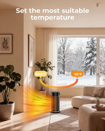 Енергозберігаючий електричний вентилятор-обігрівач - тихий керамічний вентилятор-обігрівач PTC потужністю 2000 Вт, 4-швидкісний нагрів, таймер 9 годин, пульт дистанційного керування, режим ECO, коливання 70, захист від перегріву та перекидання, чорний