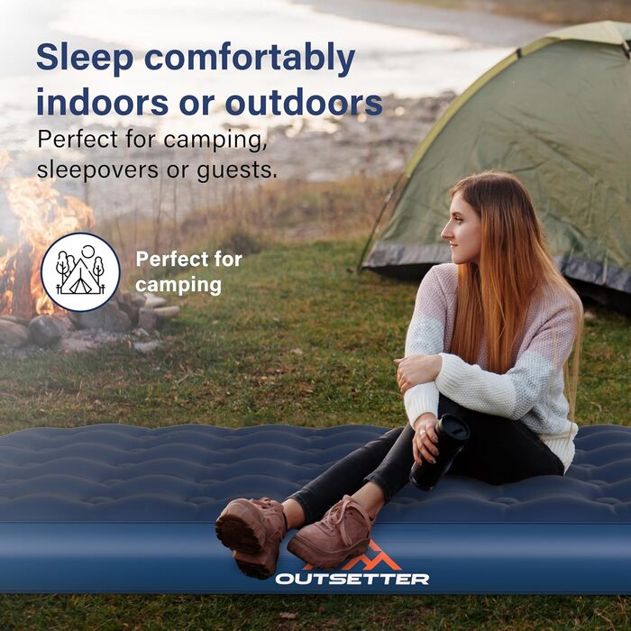 Надувний матрац Vivo Technologies з насосом кондиціонера, водонепроникний надувний матрац, швидко надувається для подорожей та кемпінгу, подвійний двоспальний надувний матрац насос кондиціонера