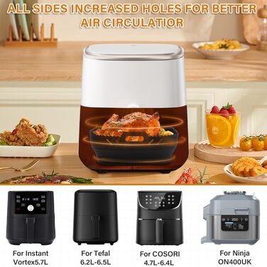 Силіконова форма для фритюрниці Hivio для фритюрниці Philips XL 6.2L/Ninja Speedi ON400EU, аксесуари для фритюрниці Силіконова форма Фритюрниця з роздільниками для фритюрниці COSORI 5.5 л XXL