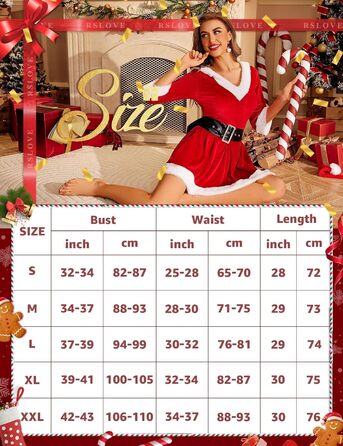 Жіночий святковий костюм RSLOVE, бебі-долл Санти з капюшоном, червоний, M