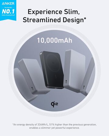 Ультратонкий магнітний акумулятор на 10 000 мАг, сертифікований Qi2, портативний, ультрашвидкий зарядний пристрій 15 Вт, сумісний із MagSafe, ергономічний дизайн, лише для iPhone 15/14/13/12
