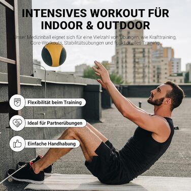 Медичний м&39яч MSPORTS 1-10 кг - професійна студійна якість, включаючи плакат з вправами, гімнастичні м&39ячі 1 кг - жовтий