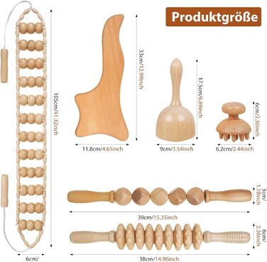 Інструменти для масажу Wood Therapy, 6 шт. , дерев'яний лімфодренажний масажер, для мадеротерапії, антицелюліту, контурної пластики тіла