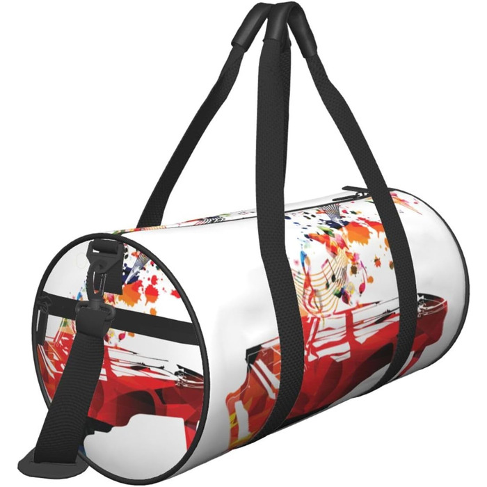 Спортивна сумка-мішок для подорожей, барвистий принт Фортепіано, сумка для ночівлі, чорна, універсальний розмір, дорожня сумка
