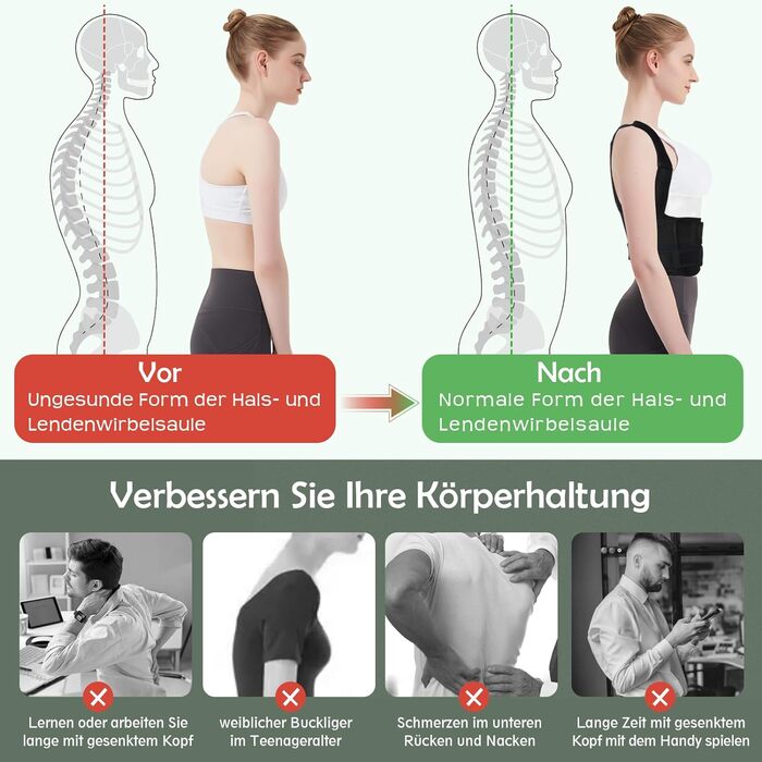 Ремінь для підтримки спини Back Straighthater Корекція ненависті для жінок регульований пояс для корекції Hatung для чоловіків - Дихаючий коректор постави спини - Регульований прямий тренажер для ненависті чорний (XXL)