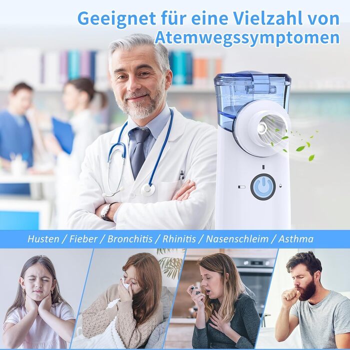 Інгалятор для дітей та дорослих, інгалятор-небулайзер, портативний інгалятор від респіраторних захворювань, що перезаряджається Ефективний, регульований розпилювач Низький рівень шуму, самоочищення