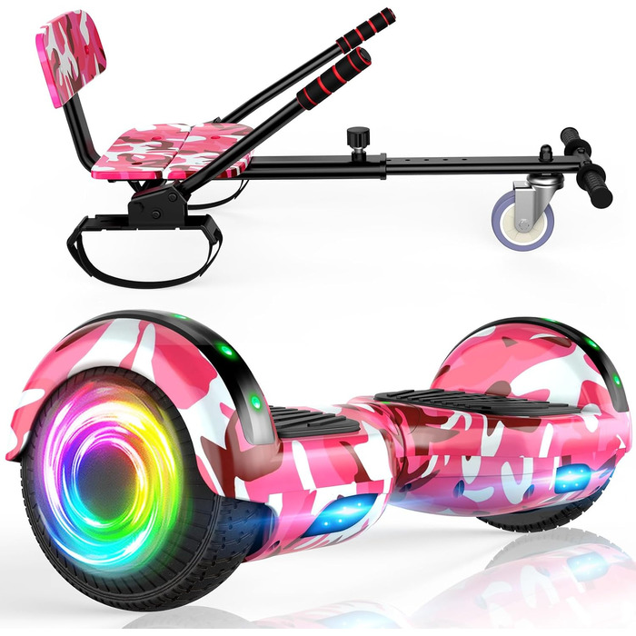 Гіроскутер для дітей 6,5 дюйма – самобалансуючий з картингом, світлодіодними ліхтарями та Bluetooth-колонкою, ідеальний подарунок для дітей