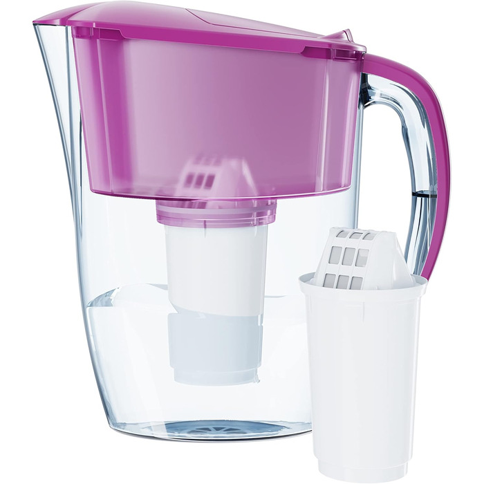 Фільтр для води AQUAPHOR Smile Cyclamen включно з 1 фільтром A5 з магнієм I Зменшує вапняний наліт і хлор I Графин на 2,9 л I Компактний і легкий фільтр для води I Настільний фільтр для води I Розміщується в дверцятах холодильника