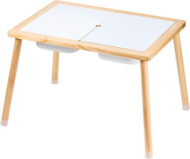 Сенсорний столик VEVOR для малюків, столик для гри з 3 складними контейнерами для зберігання та двосторонньою дошкою, столик з піском та водою, дерев&39яний сенсорний столик для малювання, навчання та їжі