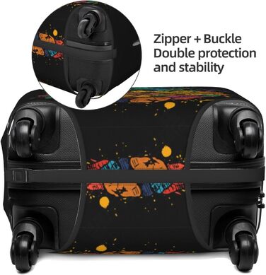 Чохол для валізи Яскравий ананас, міцний захист для багажу, підходить для валіз розміром 45.7-81.3 см, розмір XL, чорний, екстра-великий
