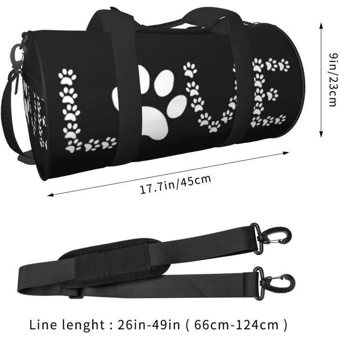 Дорожня сумка-циліндр, принт Сліди лап, спортивна сумка для чоловіків та жінок, сумка-мішок, спортивна сумка