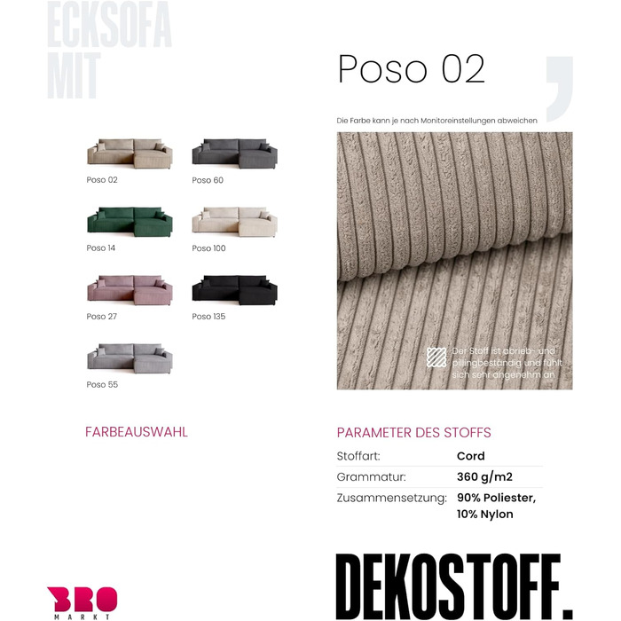 Диван з функцією сну, Диван з вельветової тканини, Короб для ліжка, Розкладний диван для вітальні, Кутовий диван, Окремостоячий, Adi XL Relax Sofa, 3-місний, 272x143x85 см, Бежевий, Дуже великий