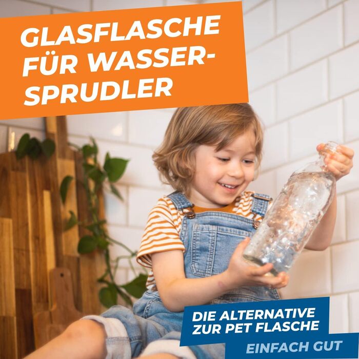 Скляна пляшка (подвійна упаковка) для виробників газованої води (SodaStream*, Aarke* та багато інших) у ретро-дизайні 0,7 л з TWIN SECURE від SodaBr