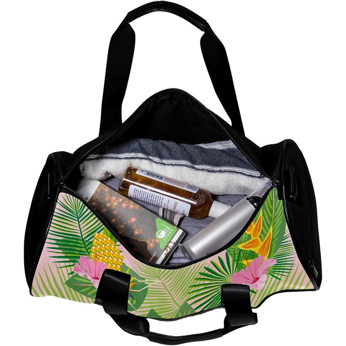 Спортивна сумка, маленька дорожня сумка, сумка для йоги, з тропічним малюнком (пальми, фрукти, квіти), сумка для фітнесу на відкритому повітрі, ручна поклажа