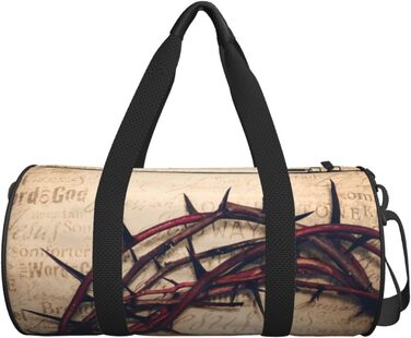 Дорожня сумка зі зміїної шкіри, кругла, великої місткості, легка та міцна, ідеальний подарунок для походів, відпустки, ділових поїздок та іншого, з орнаментом Корона терня, універсальний розмір