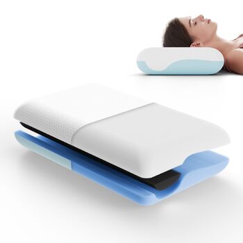 Ортопедична подушка для шиї ROYGBIV з піни з ефектом пам&39яті 60x35x11 см - Ергономічна підтримка шиї для зняття напруги - Знімний чохол, який можна прати, вакуумна упаковка - Сертифіковано Oeko-TEX
