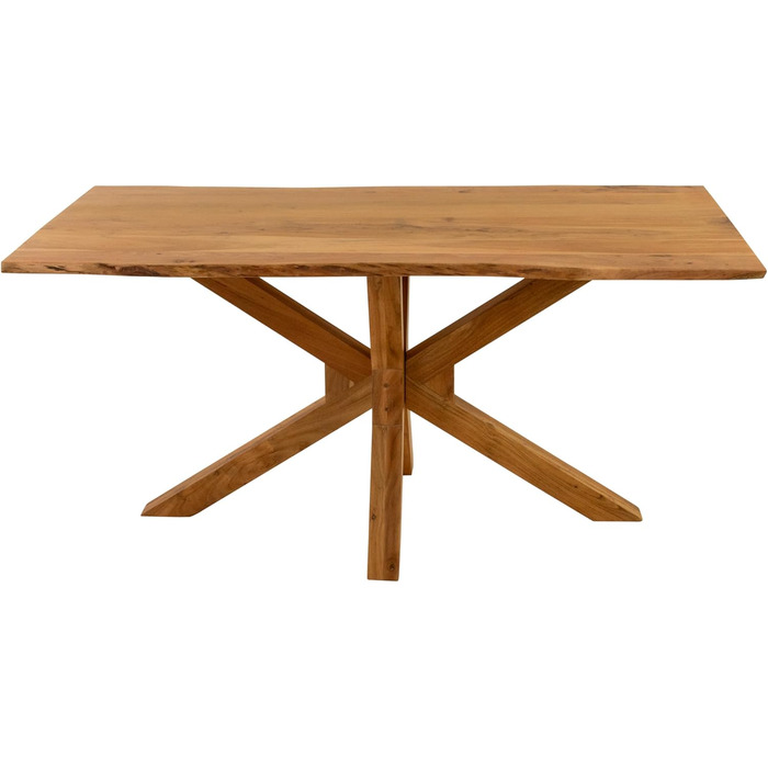 Обідній стіл SAM Prague 140 x 80 см Масив акації Натуральний колір З натуральним краєм Основа з павутини Легкий у догляді обідній стіл/стіл з натуральним краєм/кухонний стіл 140 x 80 см, акація, натуральна