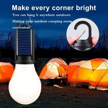 Світлодіодний ліхтар для намету з сонячним живленням від USB, акумуляторний портативний кемпінговий ліхтар, 3 режими освітлення, відкритий підвісний ліхтар з гачком, теплий білий ліхтар для намету, походи, ніч, риболовля, аварійний режим, 5 шт.