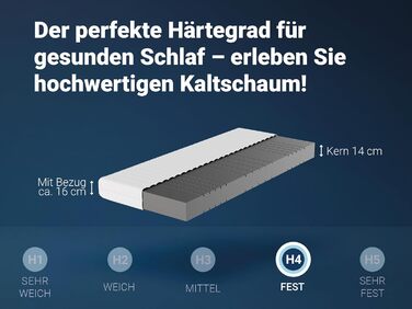 Ліжка ABC - Матрац (KSP-500) - 90x200 см (H4) - 7-зонний матрац з холодної піни - Гіпоалергенний та антибактеріальний - Сертифіковано Oeko-TEX - Знімний чохол, який можна прати - Доставка посилкою