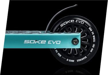 Трюковий самокат SOKE Evo для екстремального катання в скейтпарку підшипники ABEC-9 з хромованої сталі, PU-колеса 88A, Y-подібний кермо з TPR-грипсами, алюмінієва дека (стандарт, бірюзовий)