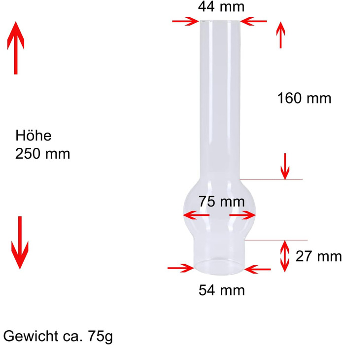 Циліндричне скло прозоре Ø 54 мм лампове скло замінне скло гасова лампа скло циліндр скло скло 250 мм висота 250 мм
