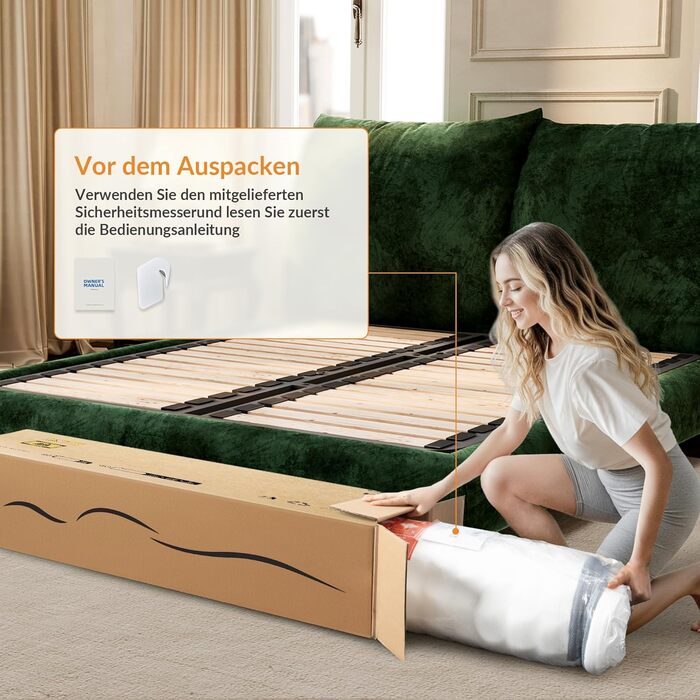 Матрац TXO 140x200 см, висота 25 см, пружинний матрац кишенькової форми, рівень жорсткості H3, 7-зонний пружинний матрац з високоякісною піною для підтримки спини, сертифікований Oeko-Tex та CertiPUR, 140 x 200 см