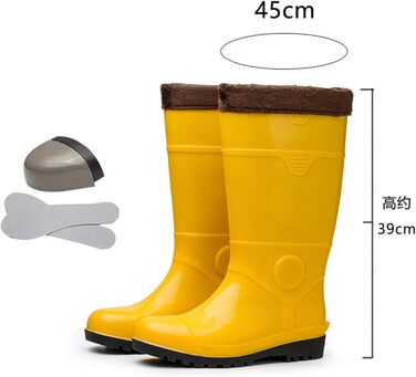 Лабораторні гумові чоботи для чоловіків, з теплою підкладкою, високі гумові чоботи до коліна, термоізоляція, чоботи без шнурівки для риболовлі, полювання та садівництва, нековзні водонепроникні гумові чоботи, AC, 41 1/3 EU