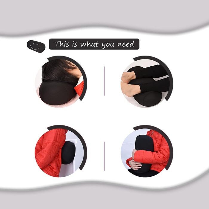 Подушка Greensen Microbead, дорожня шапочка з мікробісером, подушка для підтримки спини, міні-рулон подушки з мікробісером для спини, декоративна подушка для подорожей, дому, сну, підтримки шиї, зручна (чорна)