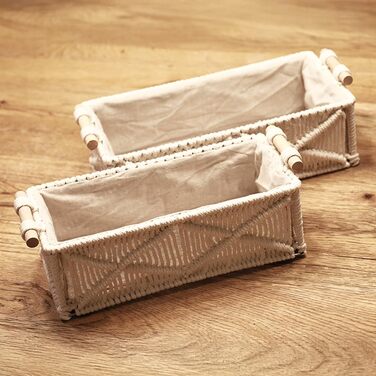 Квадратний кошик для зберігання, плетений, з тканинною підкладкою, білий, комплект з 2 шт.