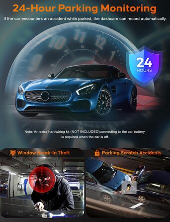 Автомобільна інфрачервона камера нічного бачення abask 4K з широким кутом огляду 310, G-сенсором, циклічним записом, WDR, 24-годин