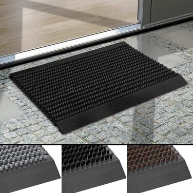 Килимок для дверей Floordirekt Power Brush 60 x 90 см, чорний - Килимок для брудозбірників, килимок для дверей для використання всередині та зовні приміщень - Килимок для дверей, скребок для взуття, килимок для входу, чорний 60 x 90 см