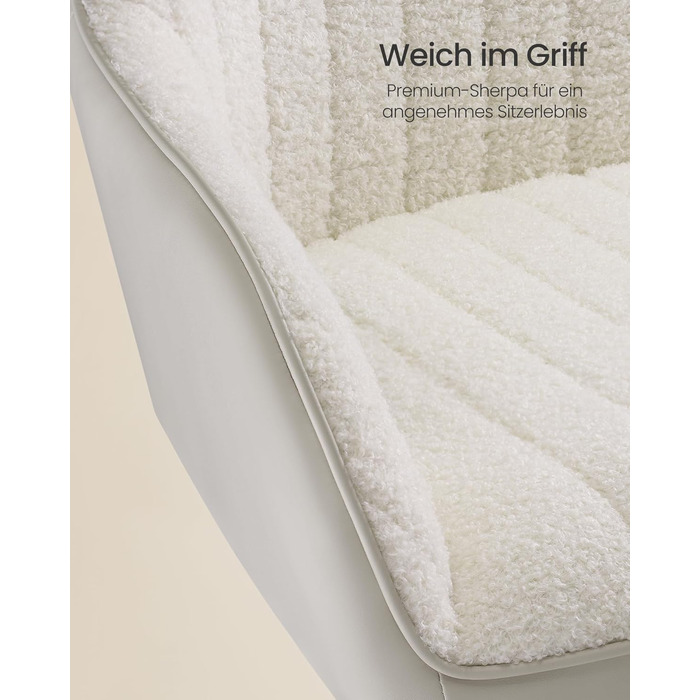 Офісний стілець SONGMICS, обертовий, шерпа та штучна шкіра, пінопластова оббивка, регульована висота, для домашнього офісу, бару, капучино бежевий-хмарно білий OBG012W01 Капучино бежевий хмарно білий шерпа тканина ПУ