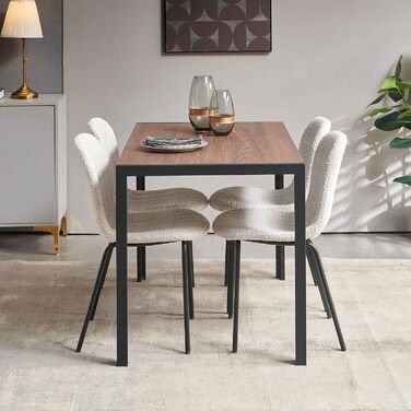 Обідні стільці NORDICANA, Комплект з 4 шт. , Кухонні стільці, Стілець букле, Обідній стілець, Ретро-дизайн, Металеві ніжки, Для їдальні, Вітальні, Кухні, Спальні та Вітальні (Бежевий)