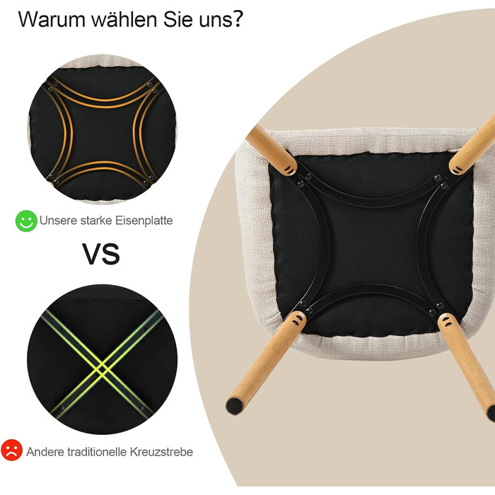 Крісло Обідній Набір з 4 Предметів Бежевий Дерев&39яний Набір Крісло М&39яке Крісло з Підлокітниками Їдальня Кухонний Крісло Вітальня Крісло з Поліестеру Набір з 4 Предметів Бежевий-поліестер