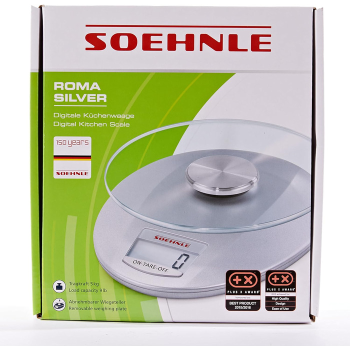 Кухонні ваги Soehnle Roma місткістю 5 кг та точністю зважування 1 г, цифрові кухонні ваги з практичною функцією додаткового зважув