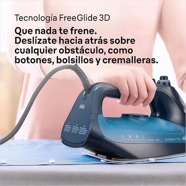 Парова праска Braun TexStyle 7 Pro SI 7160 BL - праска з підошвою Freeglide 3D, вертикальна подача пари, 3000 Вт, синя