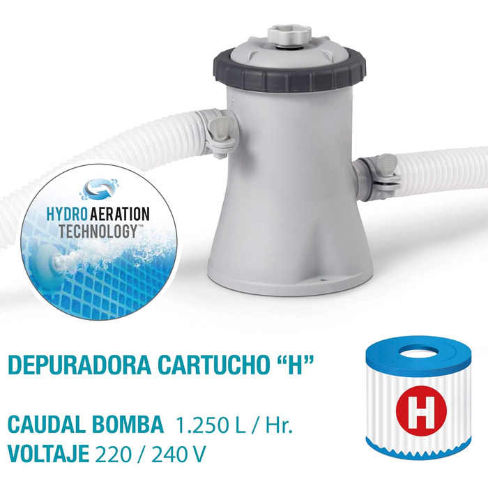 Круглий наземний басейн Easy Set, фільтрувальний насос 1250 л/год, 3853 л, ПВХ, синій, 305x76 см Ø 305 x 76 см, одинарний, 28122NP